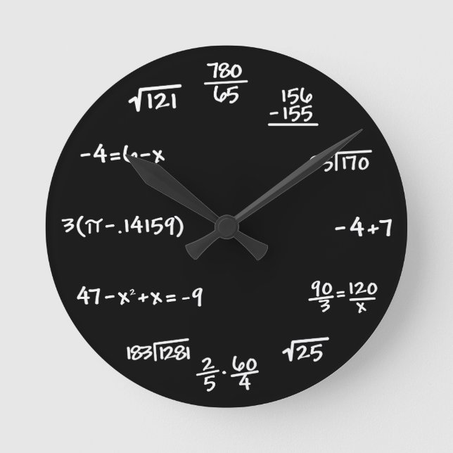 Relógio Redondo Pulso de disparo do quadro da matemática - (Frente)