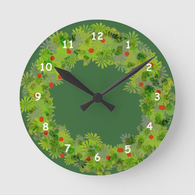 Relógio Redondo Pulso de disparo - grinalda do Natal (Frente)