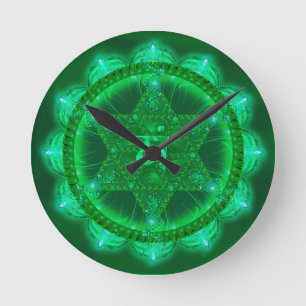 Relógio Redondo Pulso de disparo verde de Vishuddhi Chakra