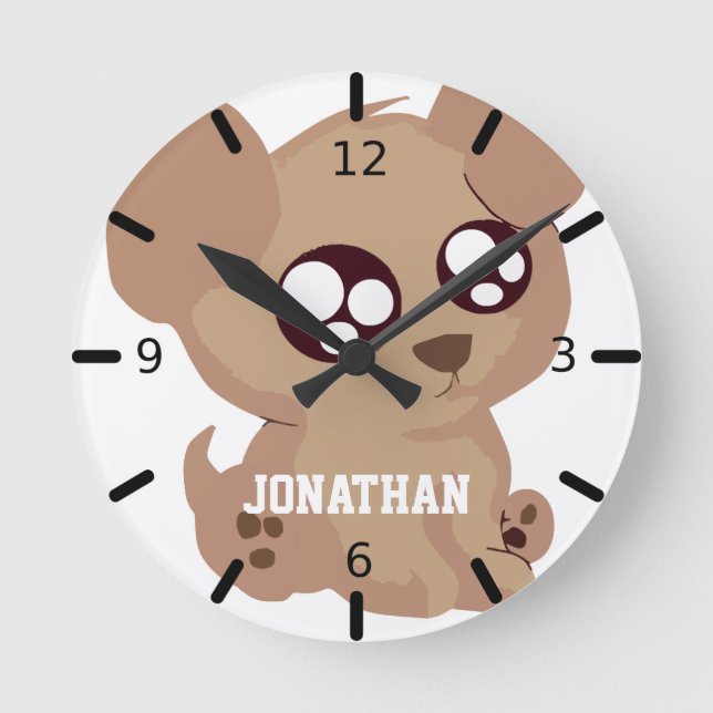 Relógio Redondo Puppy Adorável (Frente)