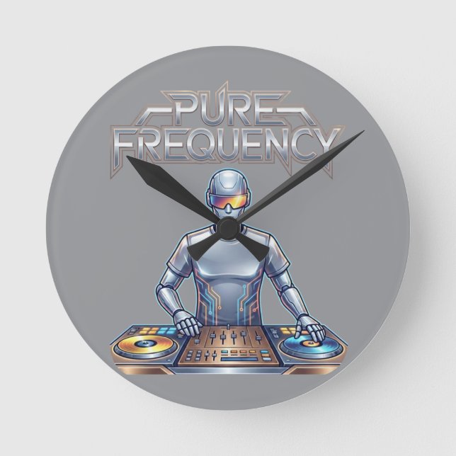 Relógio Redondo Pure Frequency – Arte de Música Eletrônica (Frente)