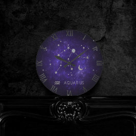 Relógio Redondo Purple Aquarius Zodiac | Astrologia Horoscópio