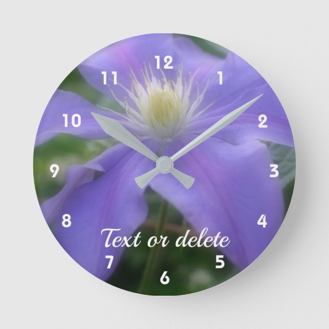 Relógio Redondo Purple Clematis Flower Personalizada (Frente)