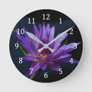 Relógio Redondo Purple Lotus Waterlily