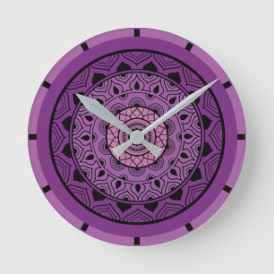 Relógio Redondo Purple Mandala
