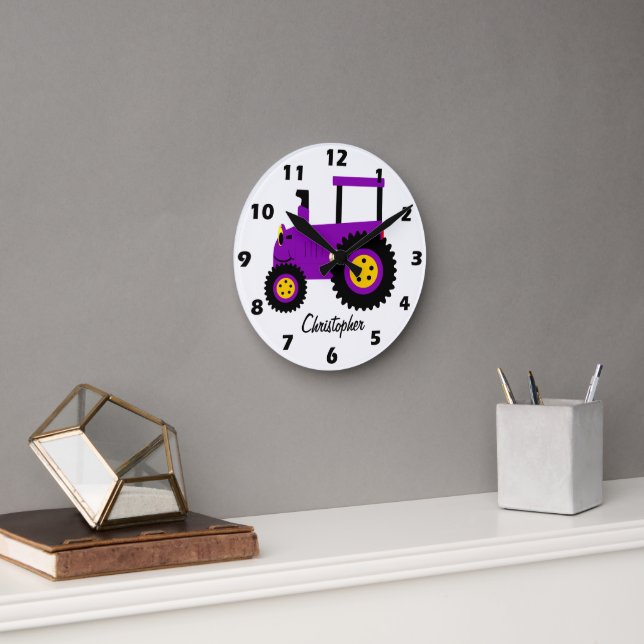 Relógio Redondo Purple Tractor Design Personalised (Escritório)