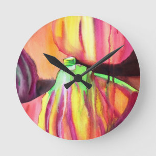 Relógio Redondo Púrpura Figos originais pintura à água