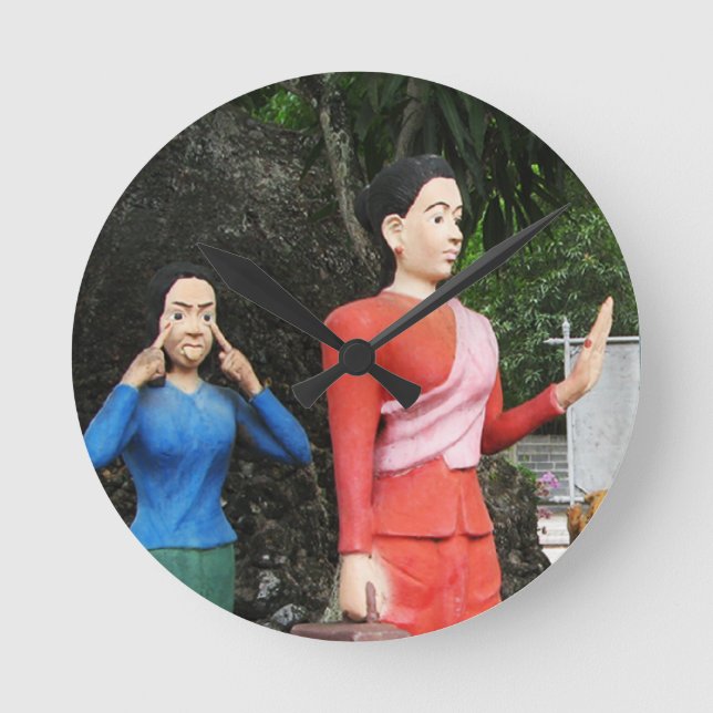 Relógio Redondo Puxando Rostos Para Trás (Frente)