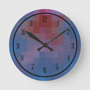 Relógio Redondo Quadrados de Pixelated com números