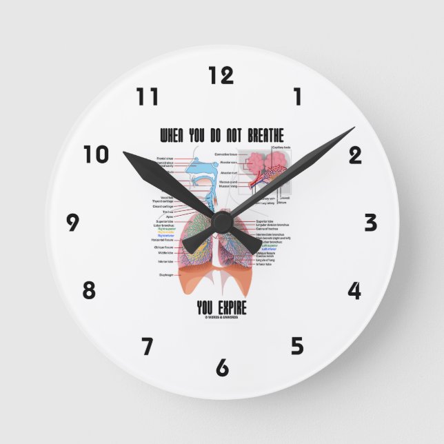 Relógio Redondo Quando Não Respirar O Sistema Respiratório Expirat (Frente)