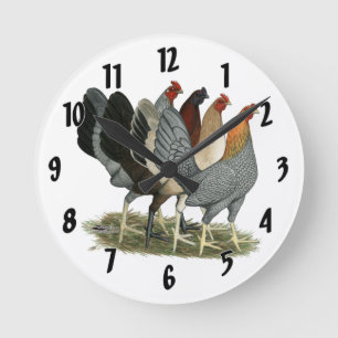 Relógio Redondo Quatro Galinhas Gamefowl