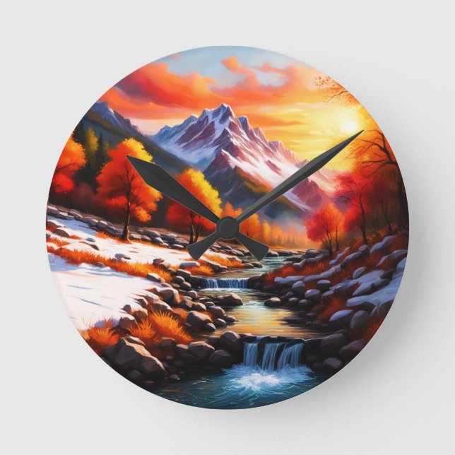 Relógio Redondo Queda torna-se inverno (Frente)