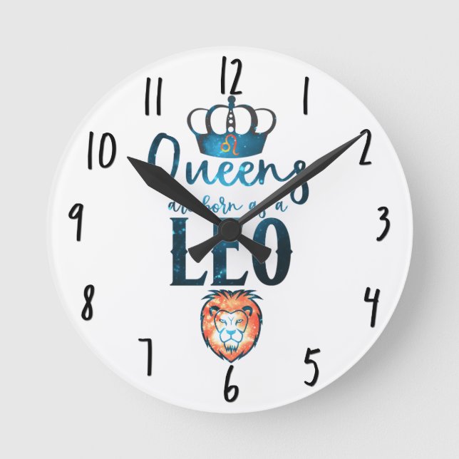 Relógio Redondo Queens são nasceres como Sinal Zodiac LEO em julho (Frente)