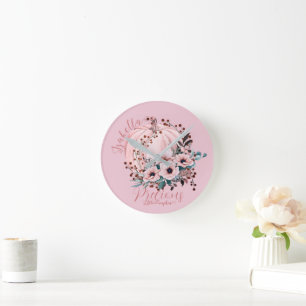 Relógio Redondo Queijo de abóbora de abóbora, de cor rosa branca