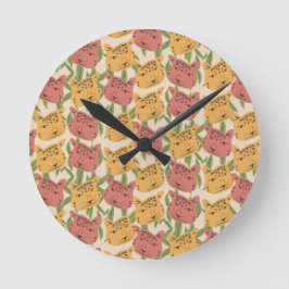 Relógio Redondo Queijos Selvagens Plantas Verdes