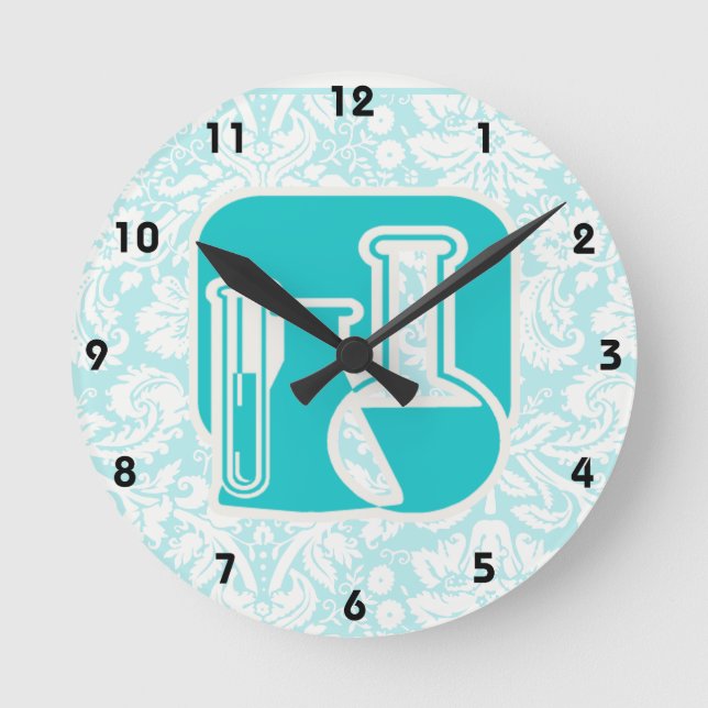 Relógio Redondo Química teal (Frente)