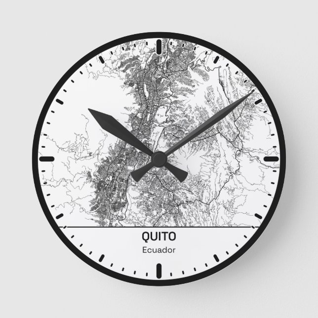 Relógio Redondo Quito Clock City Line Art (Frente)