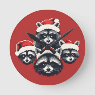 Relógio Redondo Raccoon Felry Christmas Ya sujo animal