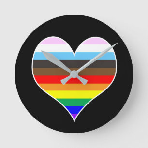 Relógio Redondo Rainbow Heart