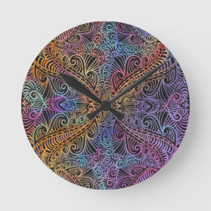 Relógio Redondo Rainbow Kaleidoscope Mandala