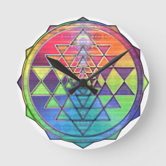 Relógio Redondo Rainbow Sri Yantra para amor e riqueza