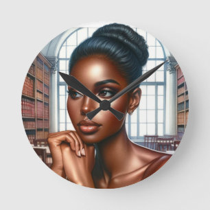Relógio Redondo Rainha Negra Melanin Sista Ocupada e Desligada