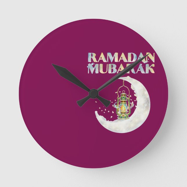 Relógio Redondo Ramadan Mubarak (Frente)