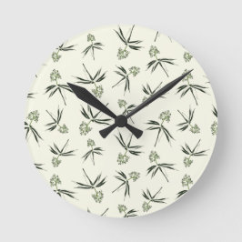 Relógio Redondo Ramificações verdes amigáveis no creme - padrão pe
