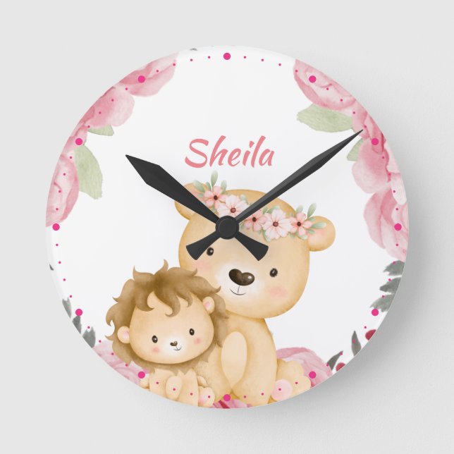 Relógio Redondo Raparigas Safari Personalizadas (Frente)