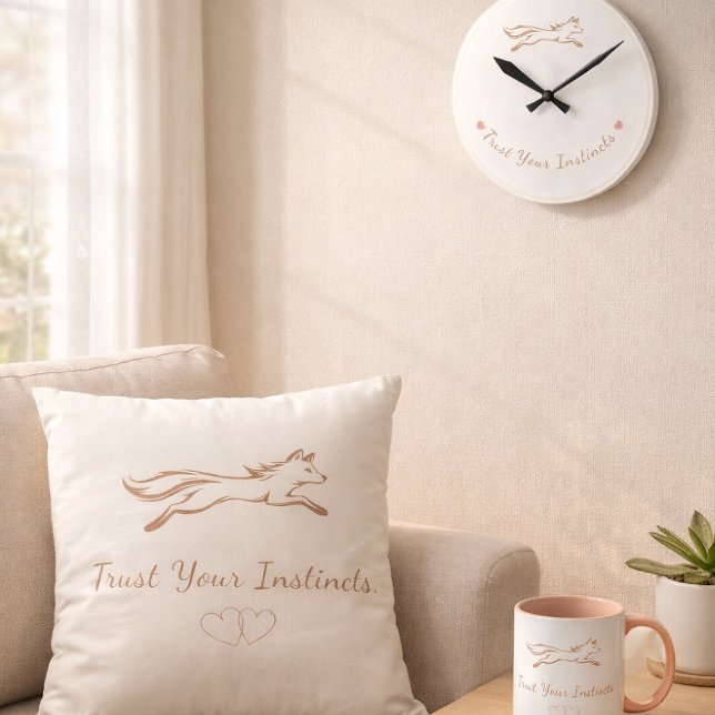 Relógio Redondo Raposa Correndo Elegante "Confie em Seus Instintos (Foxi Home Collection - Trust Your Instincts Minimalist Set)