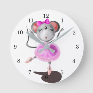 Relógio Redondo Rato Dançarino de Pequeno Balé - Sua Cor / Texto