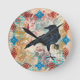 Relógio Redondo Raven Crow Wall Clock