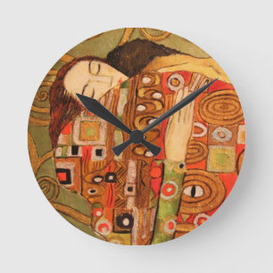Relógio Redondo Realização (O Abraço) Arte de Gustav Klimt