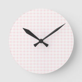 Relógio Redondo Receitas de Gingham Rosa Cor-de-Rosa Feminino Fofo