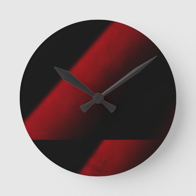 Relógio Redondo Red and black abstract acrylic wall clock (Frente)
