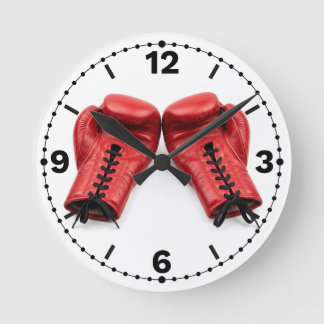 Relógio Redondo Red Boxing Gloves Wall Clock, Boxing Clock Face