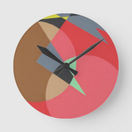 Relógio Redondo Red Ember Shapes Minimalist Round Clock