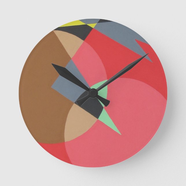 Relógio Redondo Red Ember Shapes Minimalist Round Clock (Frente)