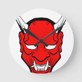 Relógio Redondo Red Japan Hannya Mask