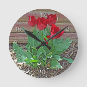 Relógio Redondo Red Tulips Art