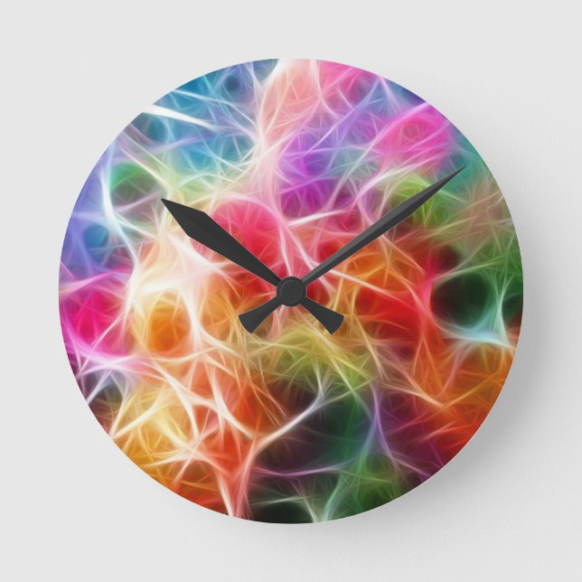 Relógio Redondo Relâmpago Colorido Bokeh (Frente)