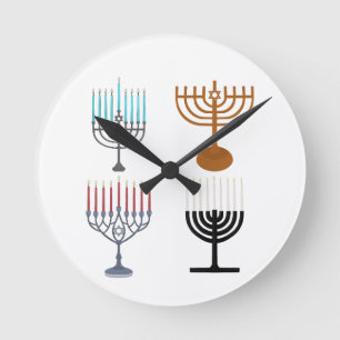 Relógio Redondo Religião Judaica Hanukkah