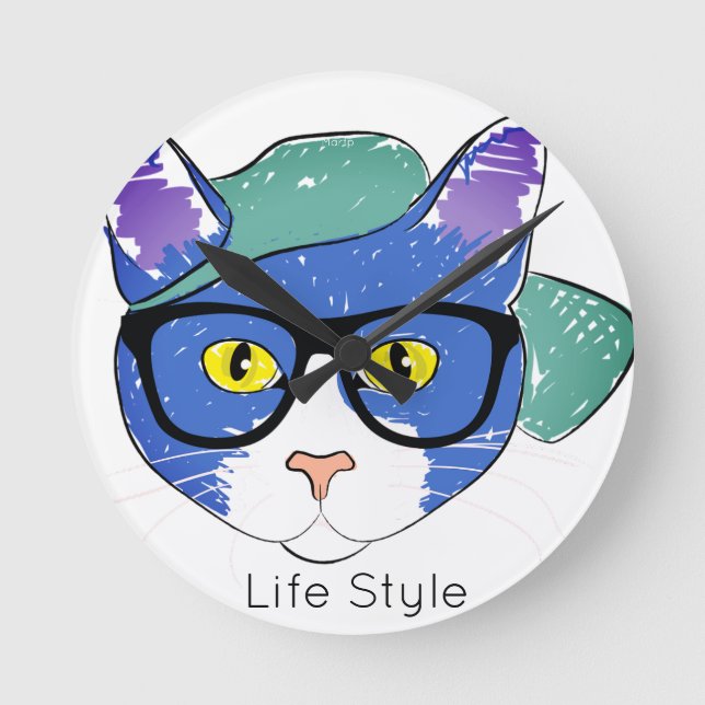 Relógio Redondo Reloj de pared Cats (Frente)