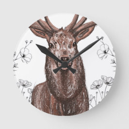 Relógio Redondo Reloj de pared con diseño de venado con flores.