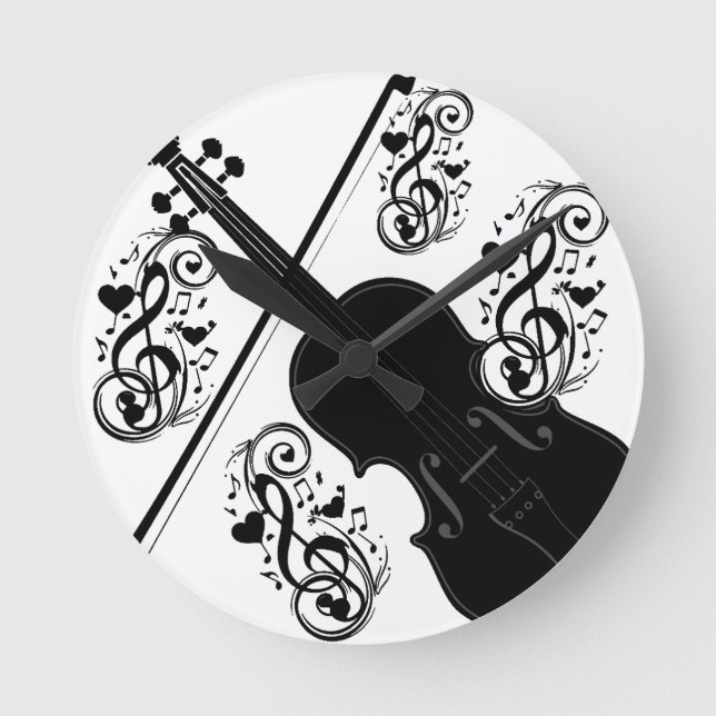 Relógio Redondo Reprodução de vamos, Violin_ (Frente)