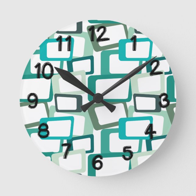 Relógio Redondo Retângulos Modernos do Século médio (Frente)