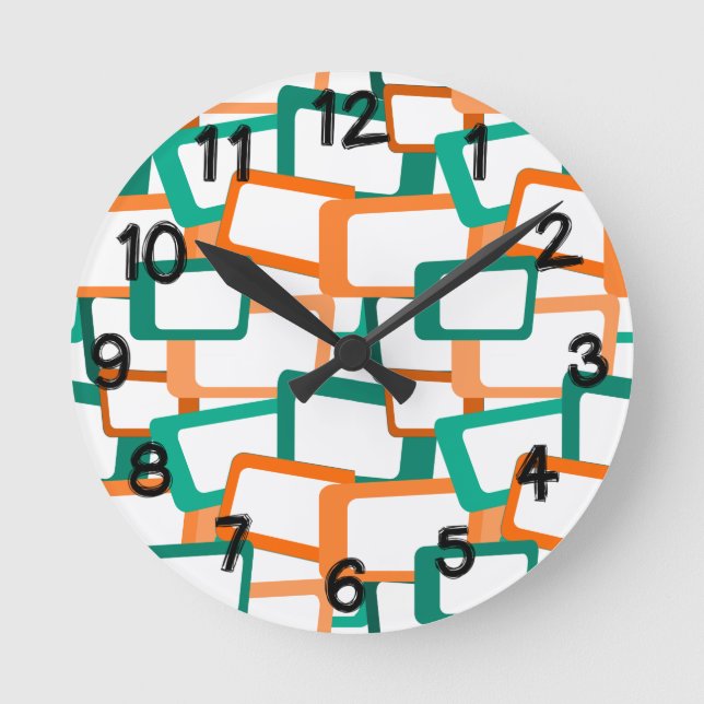 Relógio Redondo Retângulos Modernos do Século médio (Frente)