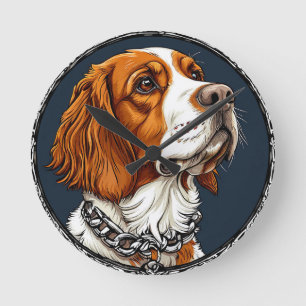 Relógio Redondo Retrato de Cachorro com Ênfase no Detalhe