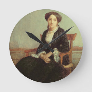 Relógio Redondo Retrato de Genevieve Celine, 1850 (óleo em canvas