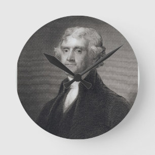 Relógio Redondo Retrato de Thomas Jefferson, gravado pelo Br de